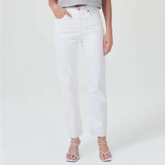 Agolde 90’s Pinch Waist Jeans Marshmallow White High Rise Size 31 - Picture 1 of 6